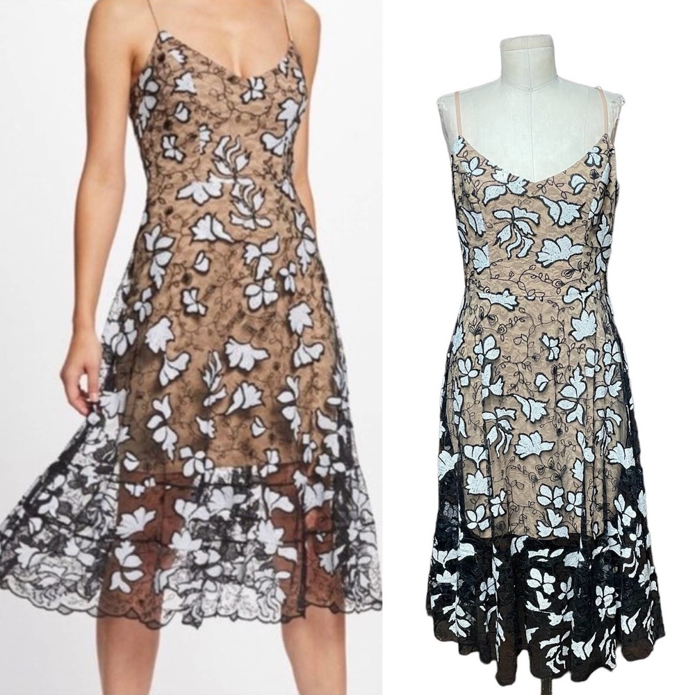 Dress the Population Ada Floral A-Line Midi Dress Size Medium